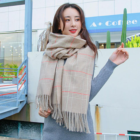 Warm Cashmere Scarf Long Fringed Shawl